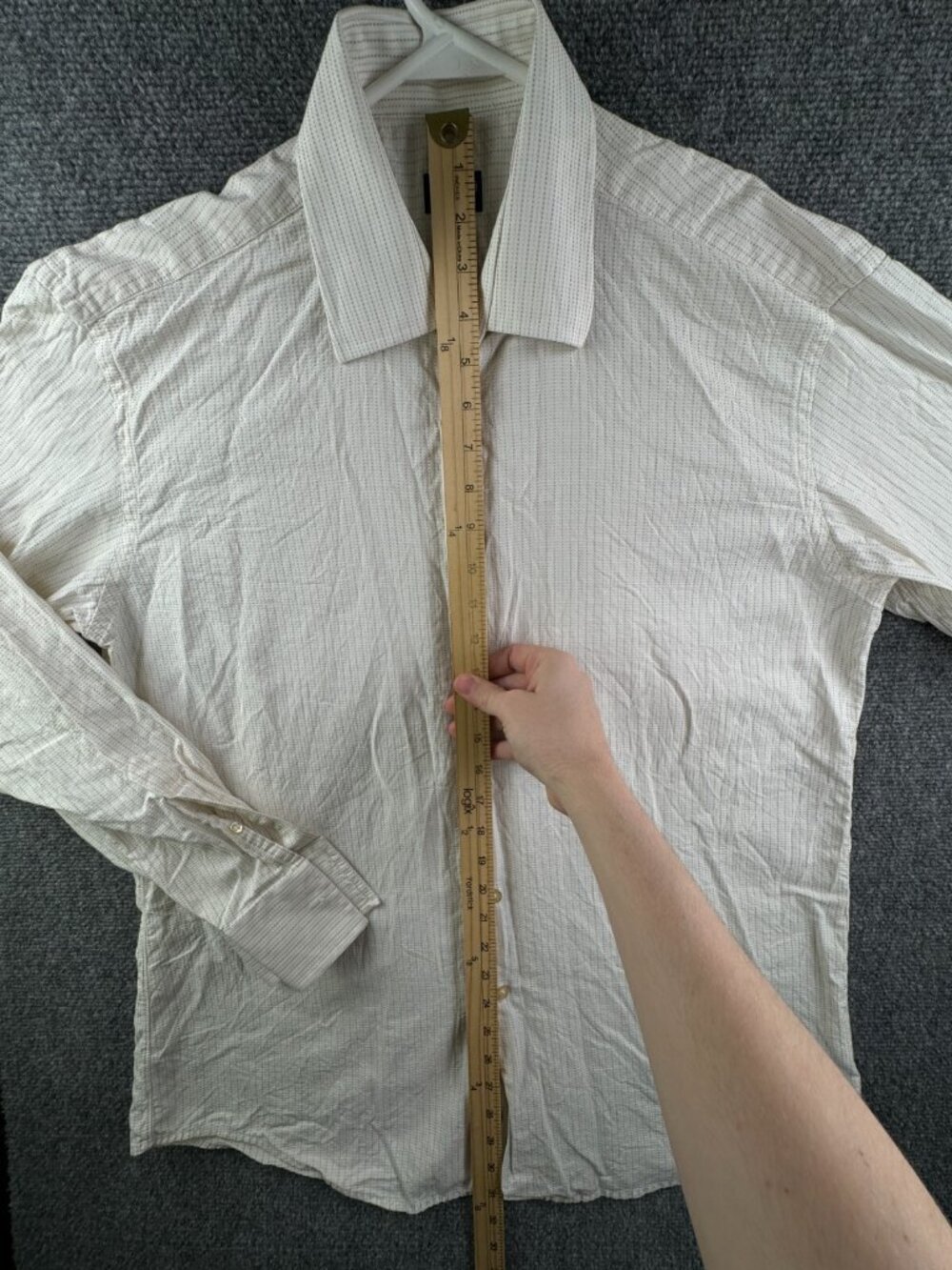 Kenzo Long Sleeve Button Up Shirt Men Striped White Beige Size 17 (43) Adult - Picture 3 of 15